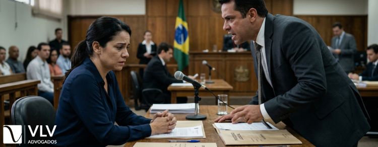 STF pode anular provas em crimes sexuais por abuso à vítima! 1 mulher sendo constrangida para dar as provas por crimes sexuais