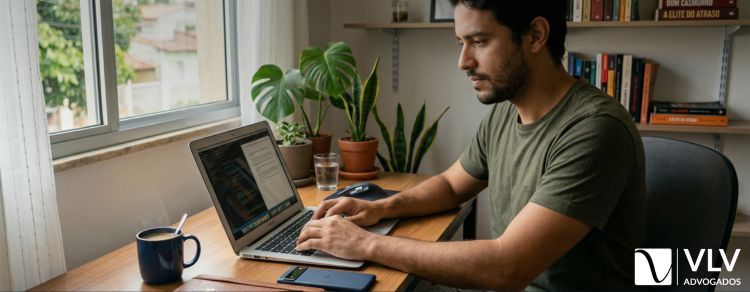 homem em teletrabalho após a licença-paternidade