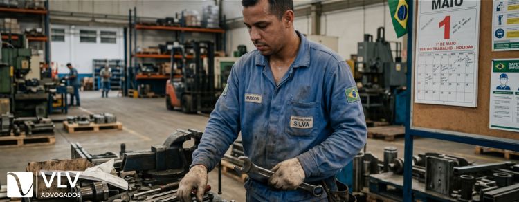 homem trabalhando no feriado de 1º de maio