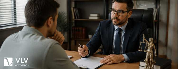 Divórcio: entenda como funciona, os tipos e o que mudou em 2026 4 homem conversando sobre divórcio com seu advogado