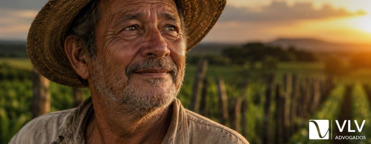 trabalhador rural feliz por sua aposentadoria híbrida