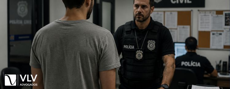homem em apresentação espontânea na delegacia