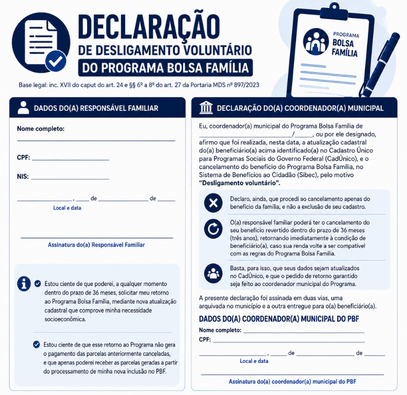 Bolsa Família na análise do BPC LOAS: você não perde renda 2 imagem da Declaração de Desligamento Voluntário do Bolsa Família