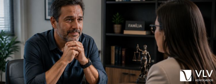 homem conversando com sua advogada sobre o divórcio judicial consensual