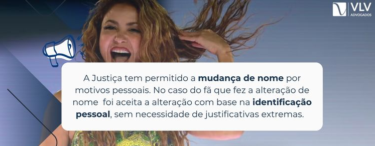 imagem explicando caso de mudança de nome do fã da shakira