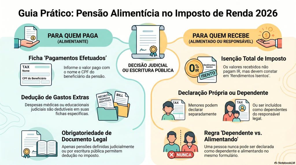 imagem explicando pensão alimentícia no imposto de renda