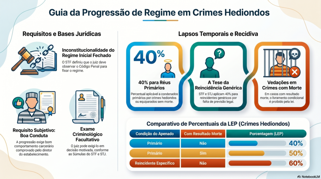 imagem explicando a progressão de regime em crimes hediondos
