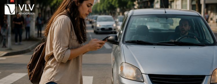 mulher sofrendo com ato de imprudência do motorista