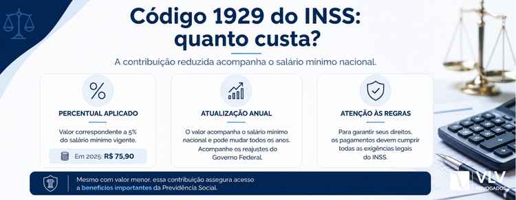 imagem explicando quanto custa o código 1929 do INSS