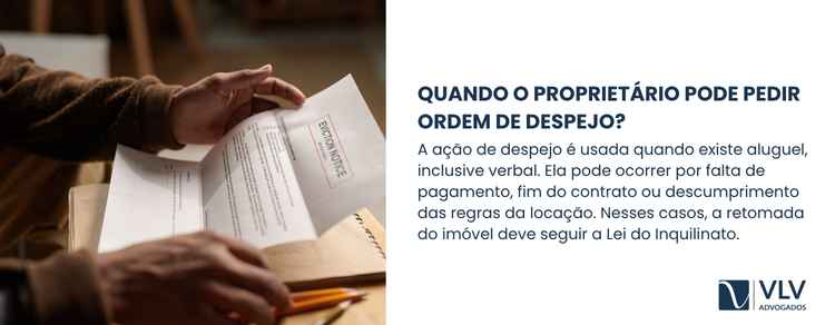 imagem explicando quando proprietário pode pedir ordem de despejo ou reintegração de posse