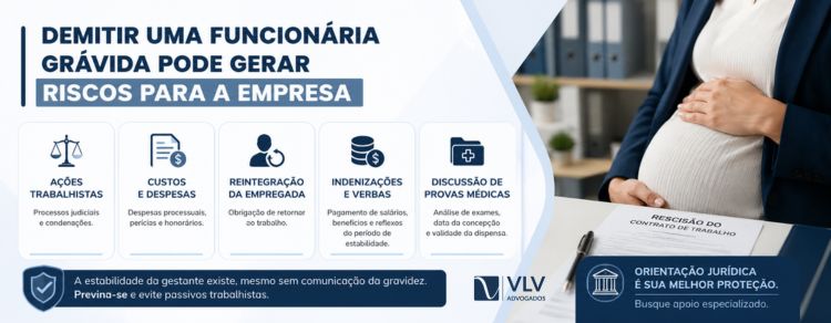 imagem explicando riscos de demitir funcionária em gravidez