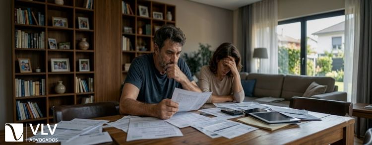 Sou obrigado a sustentar minha ex-esposa? 1 imagem representando homem com ex-esposa verificando documentos