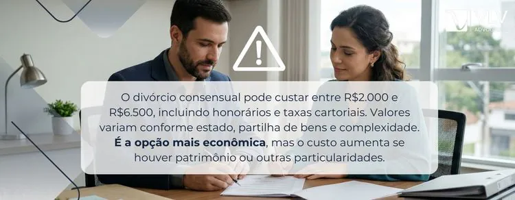 imagem explicando o valor para fazer um divórcio consensual