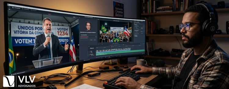 Vídeos falsos de políticos com IA podem gerar punições nas eleições de 2026 1 imagem representando homem criando vídeos falsos