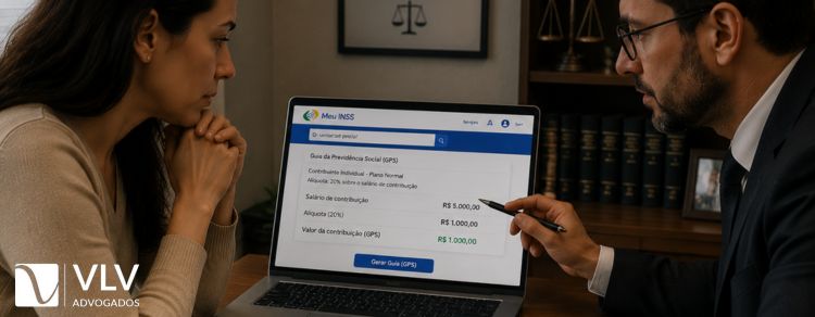 mulher conversando com advogado sobre aposentadoria para sua contribuição de 20%