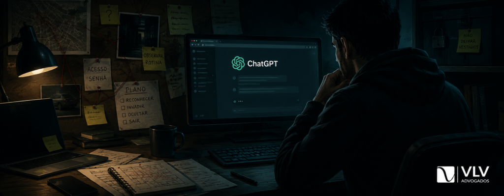 Imagem representando homem em computador abrindo o ChatGPT