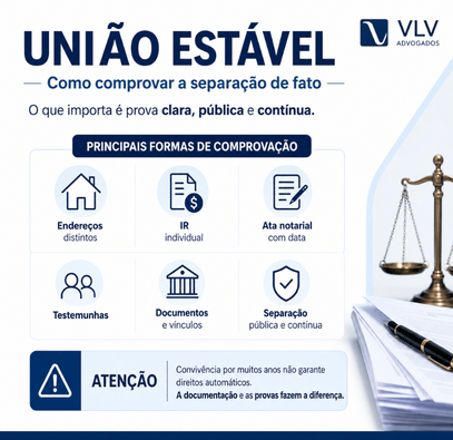 imagem explicando como comprovar a separação de corpos para ter união estável