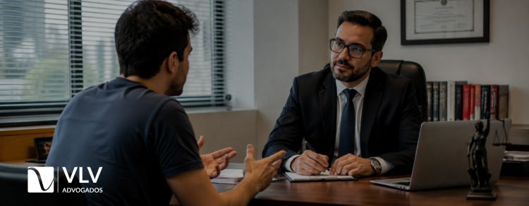 Substituição por IA pode gerar demissão em massa: o que diz a lei? 2 homem contatando advogado após demissão por IA