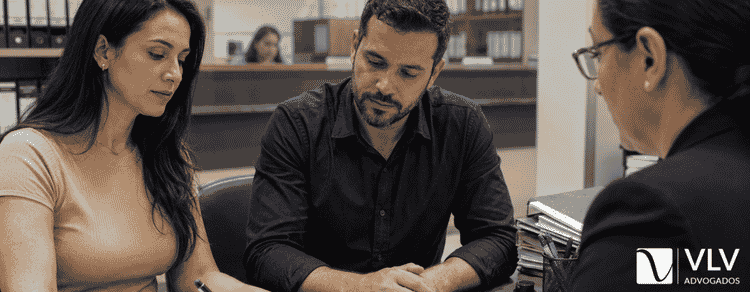 Dissolução da união estável no cartório: quando é possível? 1 casal fazendo dissolução de união estável no cartório