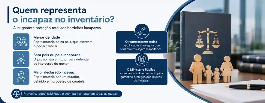 Quem representa o incapaz no inventário?