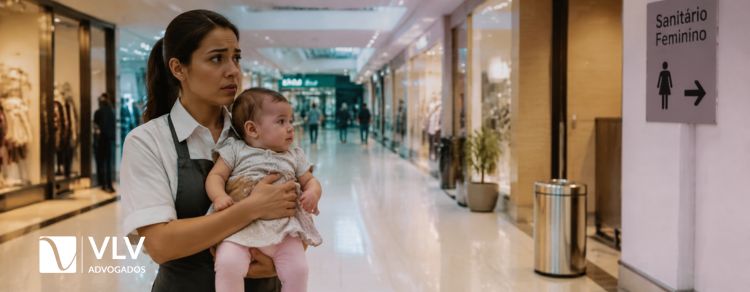 Mulheres que trabalham em shoppings terão espaço de amamentação 3 imagem representando mãe que precisa amamentar no shopping