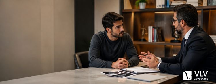 imagem de pai buscando assistência jurídica