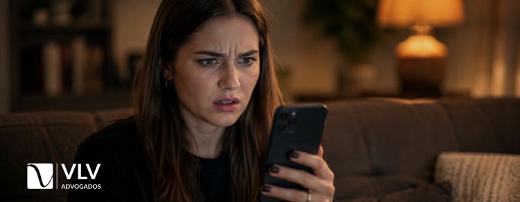 imagem representando mulher lendo comentários em celular
