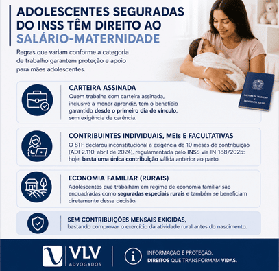 imagem explicando o direito de salário-maternidade a mães adolescentes