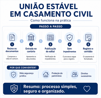 infográfico explicando como transformar união estável cm casamento civil