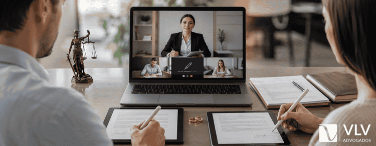 Divórcio pelo e-Notariado: como funciona e quem pode fazer? 1 casal realizando o divórcio online pelo e-Notariado