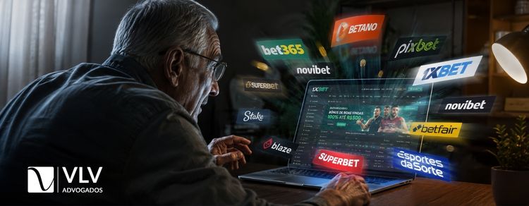 imagem de idoso fazendo apostas online e gastando dinheiro da aposentadoria, precisando de curatela