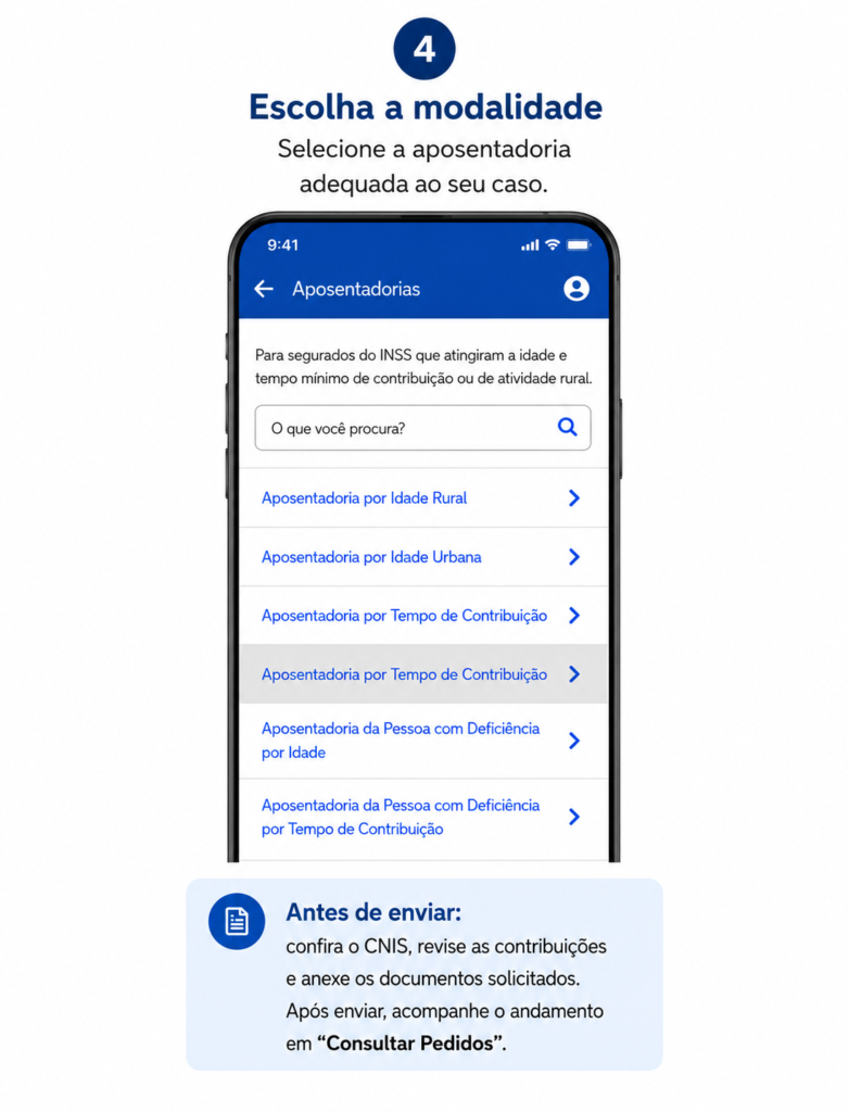 Aposentadoria do homem: tipos, requisitos e como funciona 5 imagem representando quarta etapa do Meu Inss