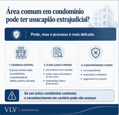 Usucapião e propriedade de imóvel em condomínio: como fica? 2 Como funciona a usucapião extrajudicial de área comum em condomínio edilício?