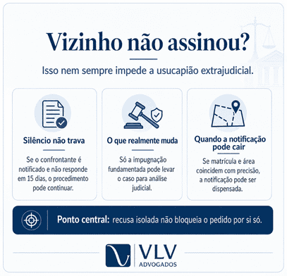 Usucapião extrajudicial: tudo o que você precisa saber! 2 O vizinho se recusou a assinar. Isso ainda impede o processo?