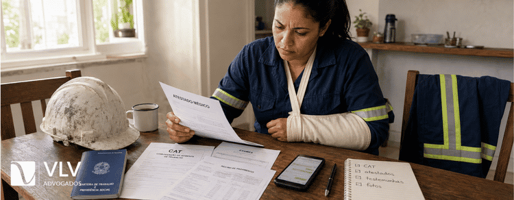 Acidente de trabalho: como provar e garantir benefícios e indenização 1 Trabalhadora que sofreu acidente de trabalho