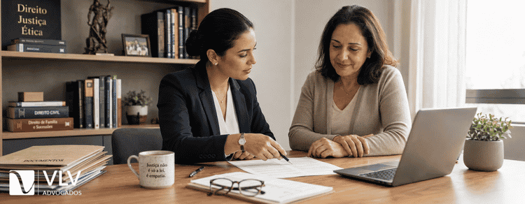 Advogada previdenciária orientando cliente sobre documentos da perícia médica do INSS