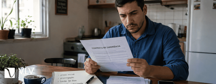 Contrato de experiência: como funciona e quais as regras? 1 Homem analisando contrato de experiência