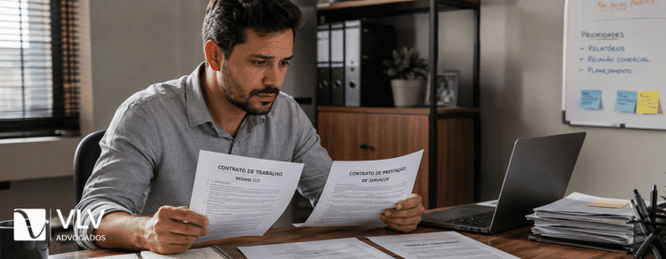Contratos de trabalho: tipos e quando geram vínculo 1 Homem analisando contratos de trabalho