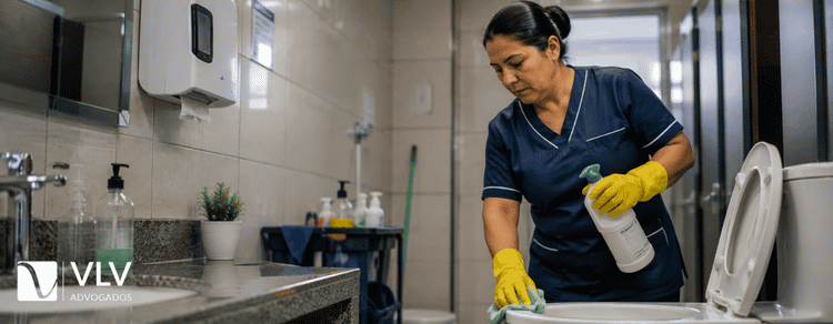 Funcionária realizando limpeza de banheiro dá direito com adicional de insalubridade