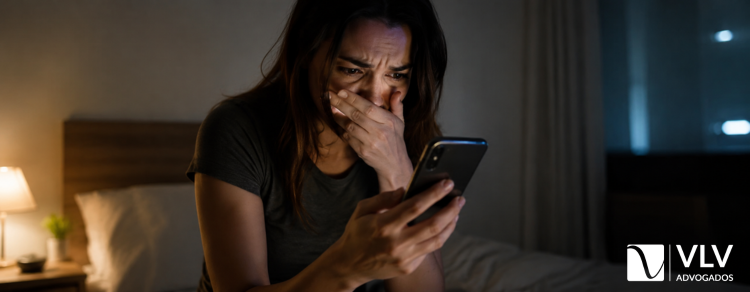 imagem representando mulher assustada com extorsão tentada