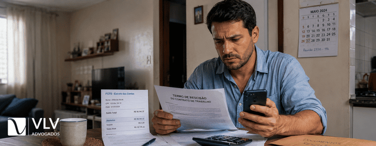 Multa de 40% do FGTS: quando cai na conta e como calcular 1 Homem calculando multa de 40% do FGTS