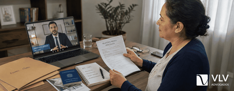BPC LOAS para doenças hepáticas: veja se você tem direito! 2 Mulher recebe orientação jurídica sobre BPC por doença hepática.