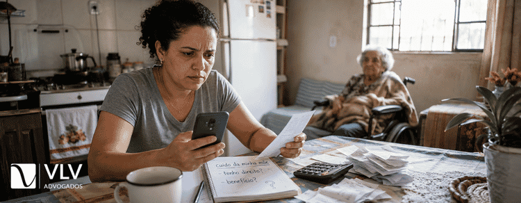 Cuidadosa de idoso com direito a um salário ou benefício