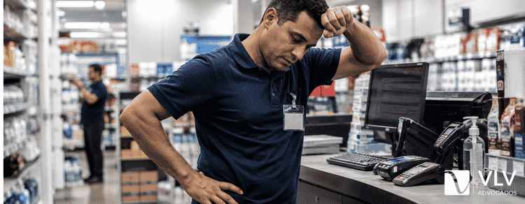Quanto tempo o trabalhador pode trabalhar de pé, sem tirar pausa para descansar? 1 Imagem representando quem trabalha em pé