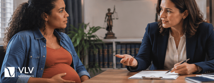 Demitida grávida: o que a lei garante e o que fazer 2 Advogada explicando direitos de mulher demitida grávida