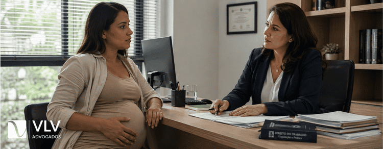 Quando a grávida pode se afastar do trabalho? 3 Advogada explicando quando grávida pode se afastar do trabalho