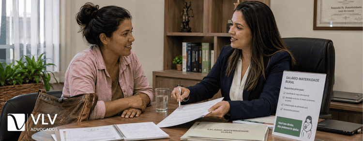 Salário-maternidade rural: a mulher do campo também tem direito! 2 Advogada auxiliando mulher com direito aos salário-maternidade rural