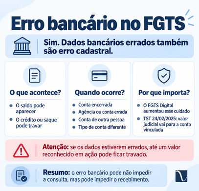 Como atualizar os dados cadastrais do FGTS? 2 Dados bancários errados também são considerados erro cadastral do FGTS?