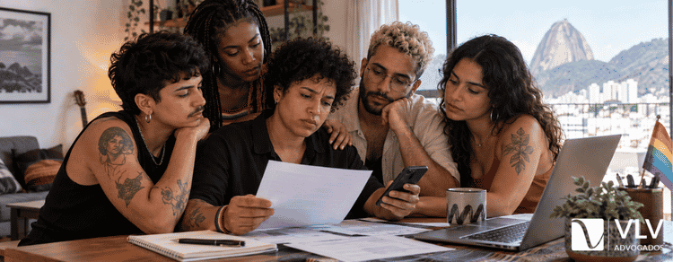 Direitos LGBTQIA+ no Brasil: quais são e como garantir o seu 1 Comunidade LGBTQIA+ consultando direitos no Brasil