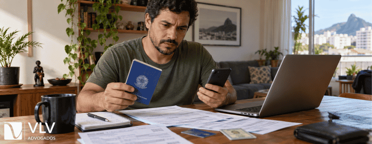 Homem pesquisando como sacar FGTS de empregos anteriores